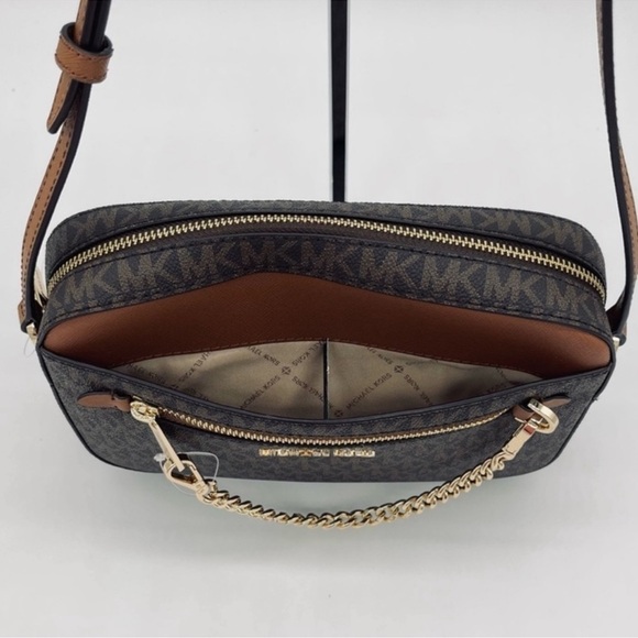 Michael Kors Large EW Zip Chain Xbody Bag & Coinpouch w ID Brown - Picture 7 of 11